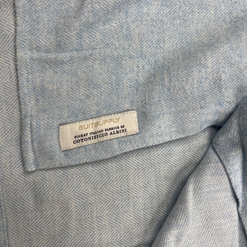 Suit Supply Egyptian Cotton Button Up Shirt Mens Size 39 15 1/2 Blue Heathered - Picture 7 of 15
